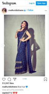 মাধুরী দীক্ষিত রয়েল ব্লু শাড়িতে যার দাম ৯৮,০০০ ডলার 2 মাধুরী দীক্ষিত